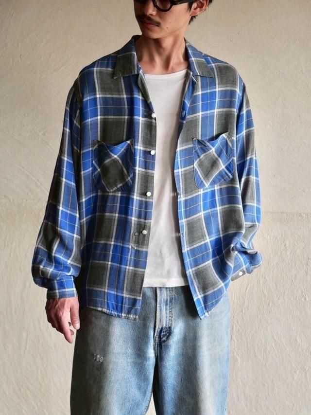 1960s Vintage Rayon Check Shirt
