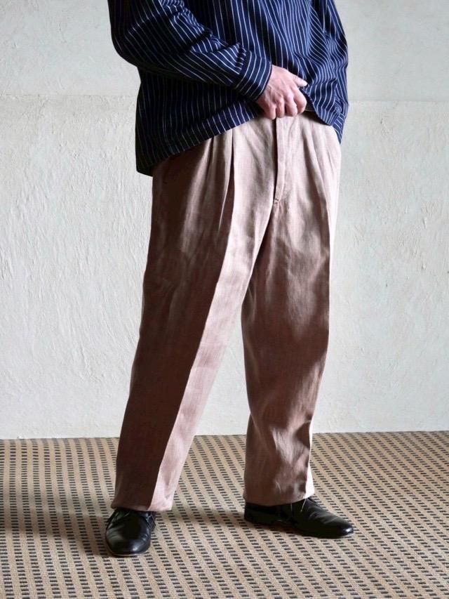 Color Linen Tucks Trousers SelectionPink