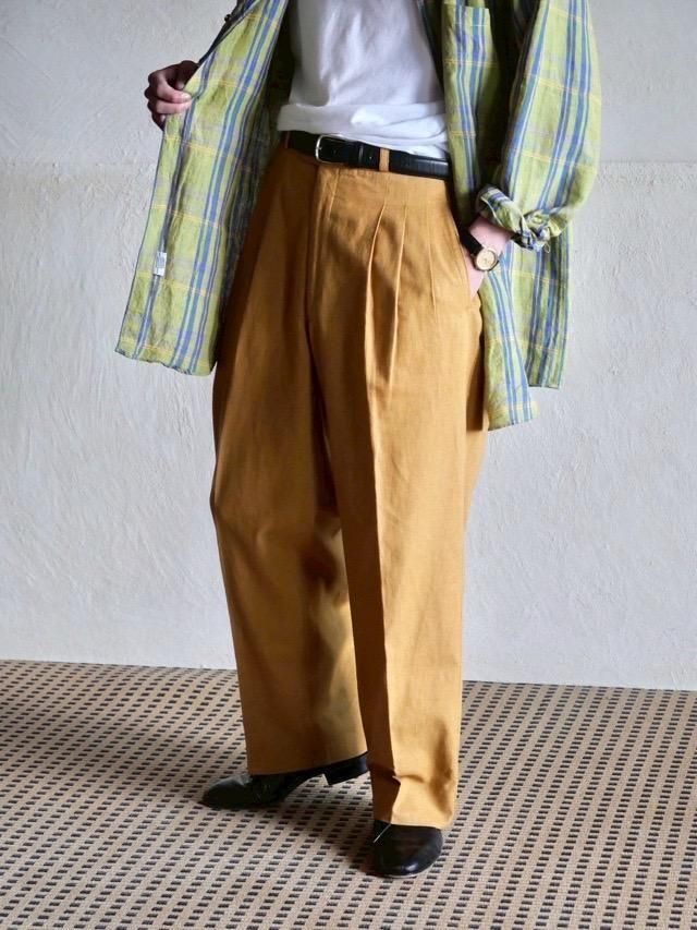 Color Linen Tucks Trousers SelectionYellow