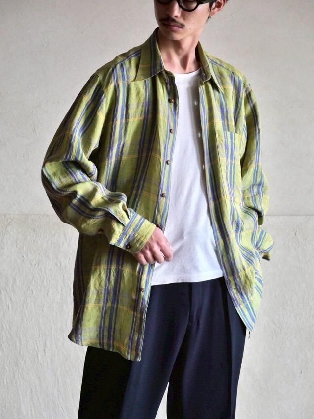 1980~90's HOLT RENFREW Linen Check  Shirt