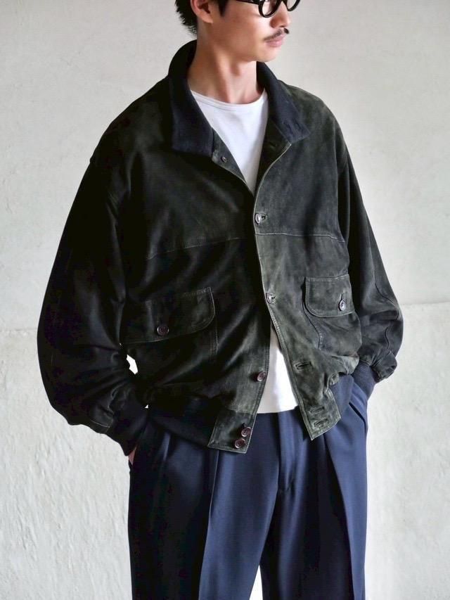 1980~90's Italian Vintage Goat-Suede Valstar Jacket "Fade Dark NAVY colors" ڭ