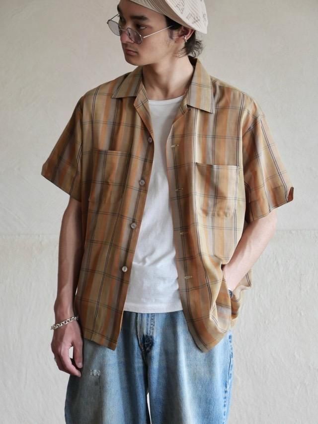 1970's Vintage Permanent Press Open-collar Check Shirt