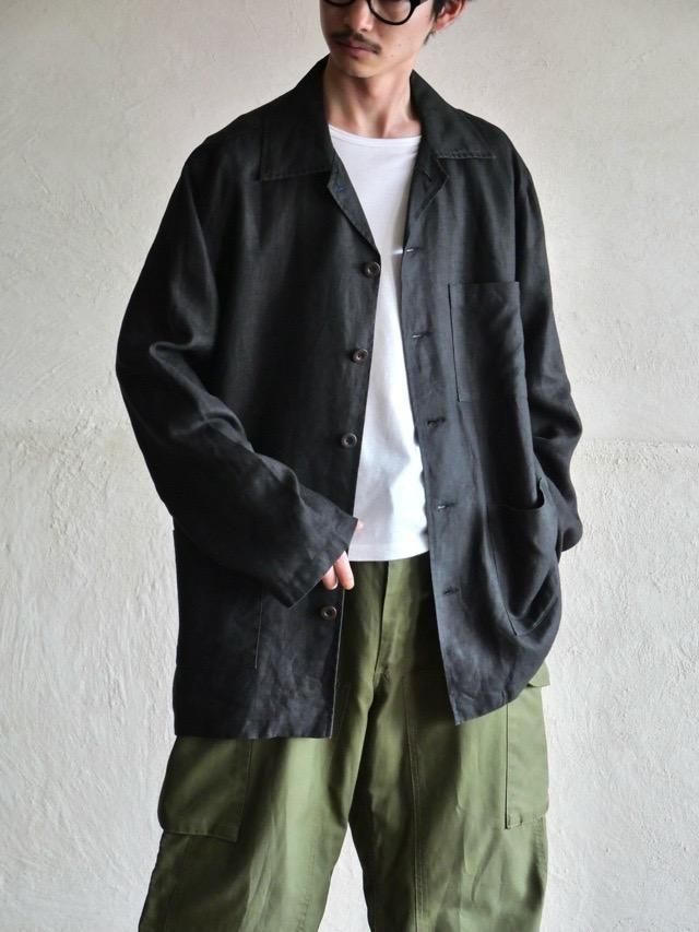 00's Black Linen Coverall Jacket
