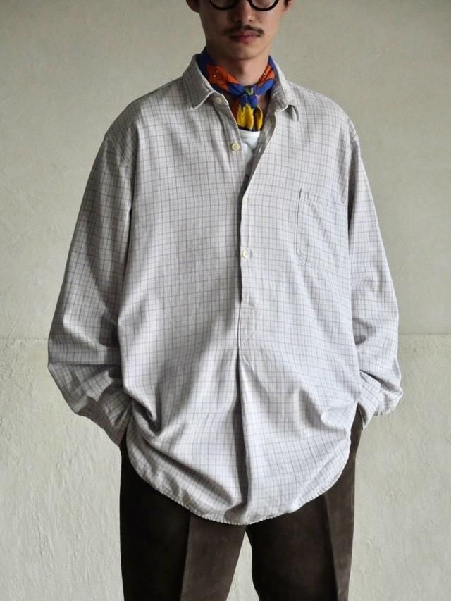 EURO Vintage Cotton Check Grandfather Shirtڭ