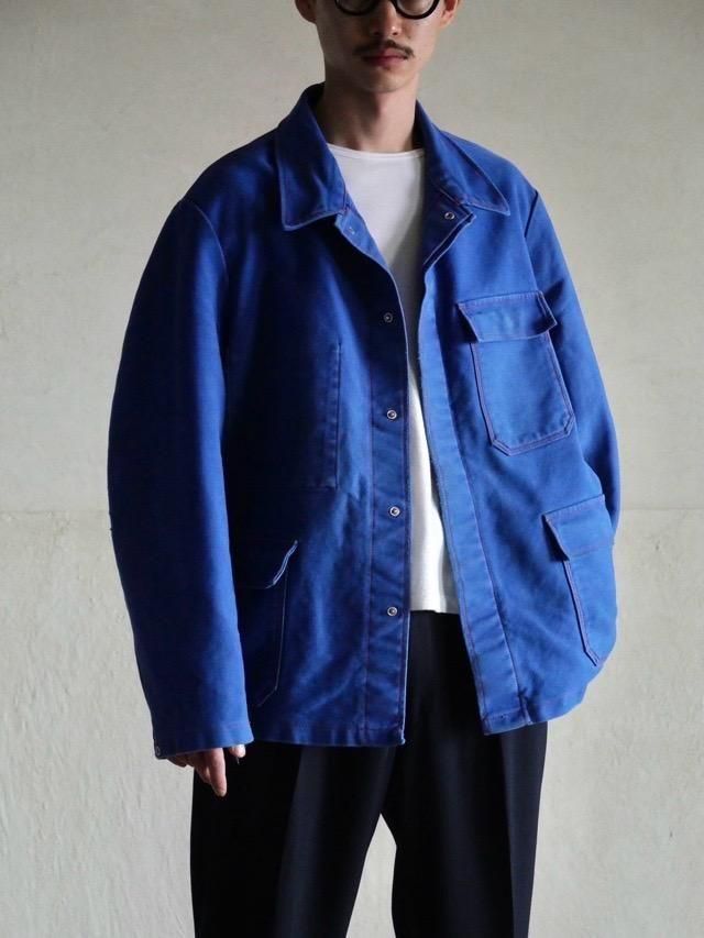 1980's Euro Vintage Worker's Coverall, 
Light-Moleskin / Orange Stitch&#127818;&#129697;