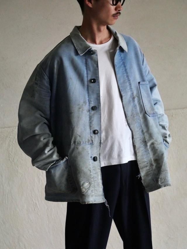 1970's Euro Vintage Worker's Coverall, 
Hard Sun&Dirt Fade Moleskin