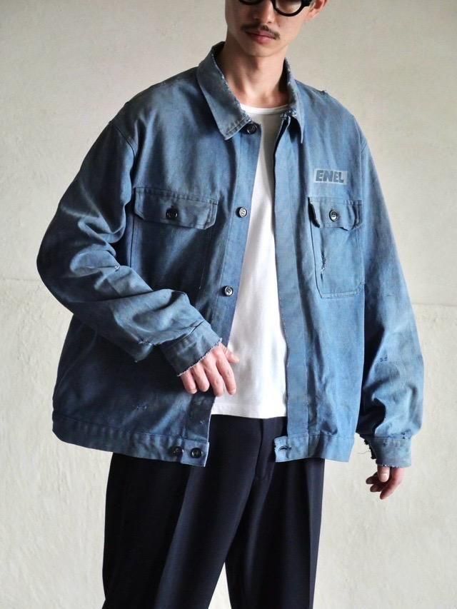 1970~80's Euro Vintage Worker's Blouson, 
Italian Energy Company "ENEL"