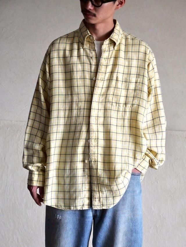 00's Brooks Brothers Linen Check Shirt
" yellow / blue / white "
