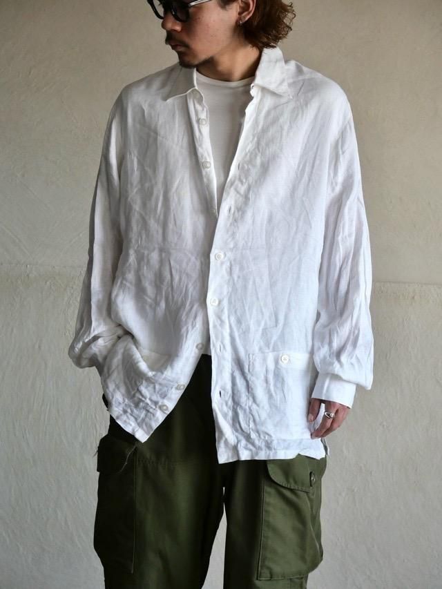 1990~00's Toronto White Linen Shirt "2Pockets"