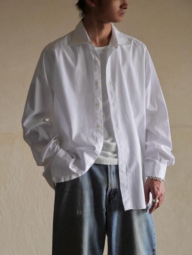 1960-70s Euro Vintage White Cotton Dress Shirt