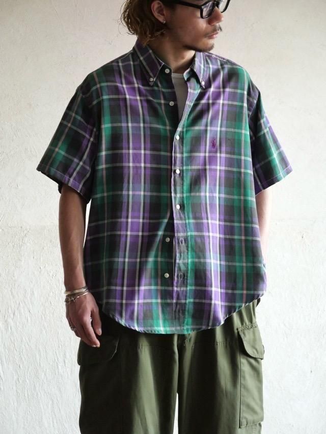 ~1990's Polo by Ralph Lauren "HAND WOVEN" Fabric S/S Check Shirt, Made in Canada