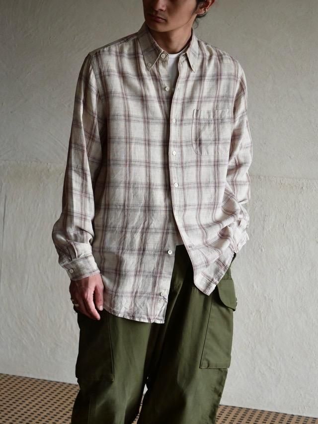 1990~00's Euro Linen L/S Check Shirt