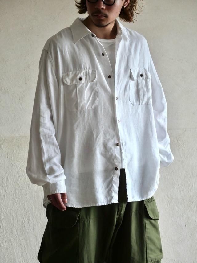 1990s Eddie Bauer 100% Linen Shirt, White