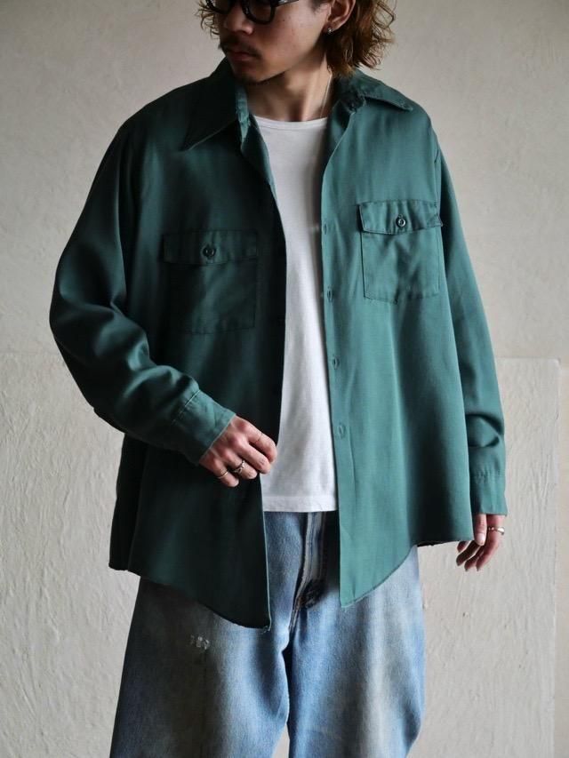 1970~80's Dickies cotton polyester Work Shirt֥ / 16half S 