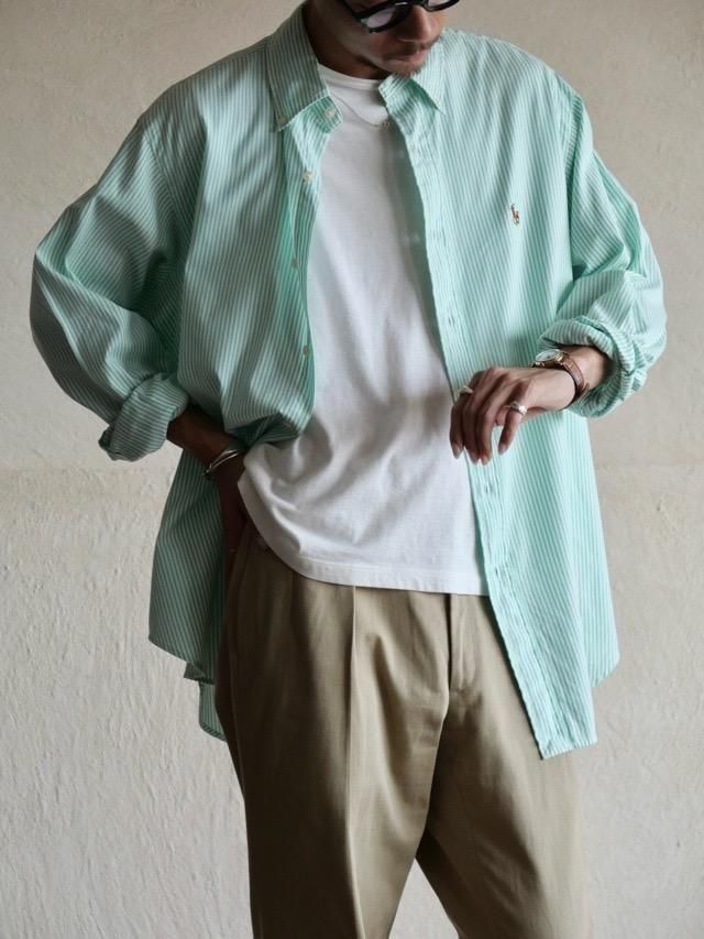 1990~00's RalphLauren L/S Cotton Stripe Shirt
