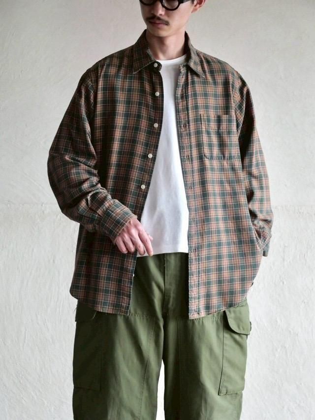 1990~00's RalphLauren L/S Cotton Check ShirtBrownGreen