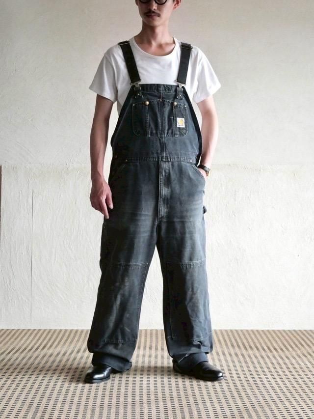 1990's Carhartt Black Canvas Overall Fade-Black