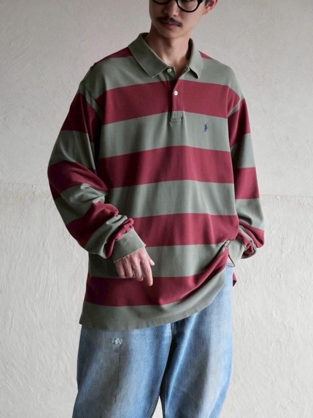 1990's RalphLauren Border Cotton Polo L/S Shirt
