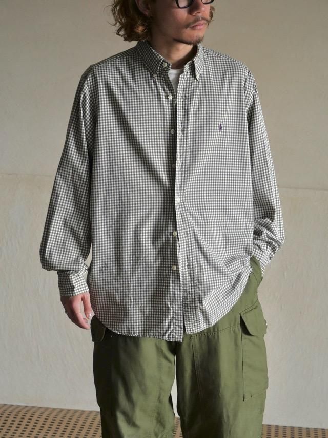 1990~00's RalphLauren Gingham Check B.D.Shirt