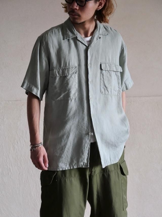 00's BRUNO 100%Linen S/S ShirtLight Green