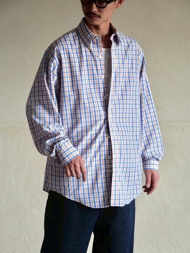 00's Brooks Brothers 100%Cotton Check Shirt Orange  Blue