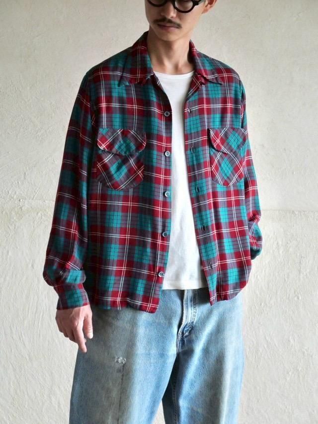 1960's Vintage Rayon Check Shirt 