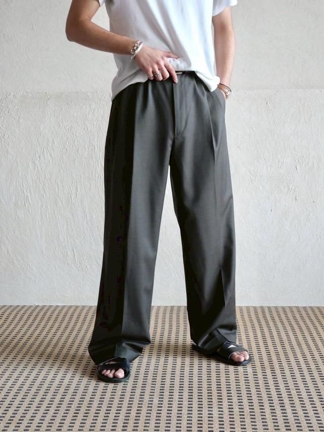 00's Zanella Summer Wool 
2tucks Trousers "Olive"