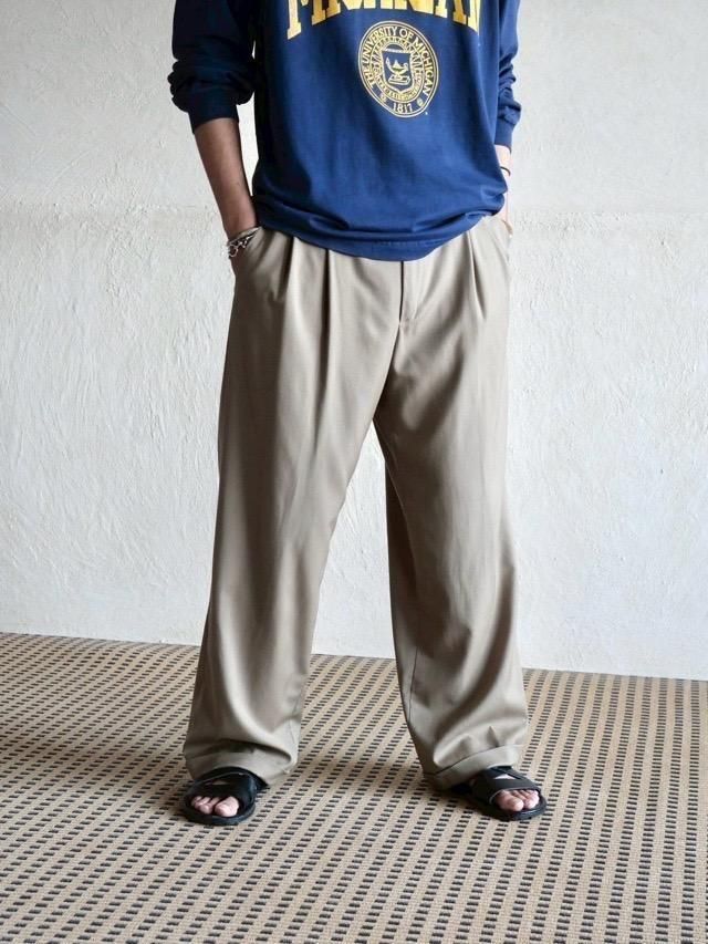 00's Zanella Summer Wool
 2tucks Trousers "Beige"