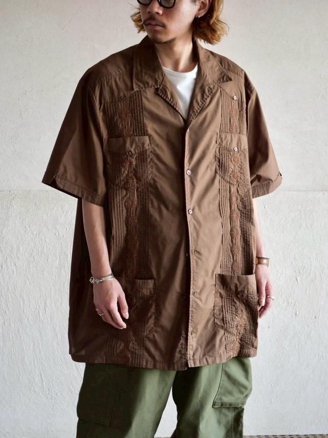 00's KING SIZE Big Cuba Shirt "Brown , 2XL"