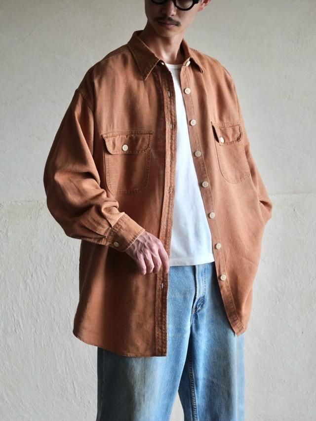 00's EddieBauer Brown RamieCotton L/S Shirt