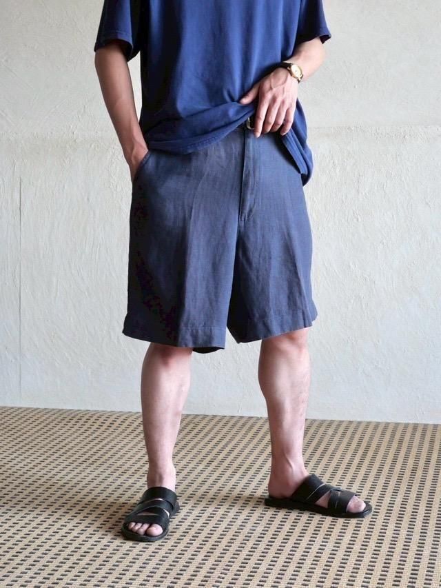 1990's RalphLauren Linen100% Navy Shorts