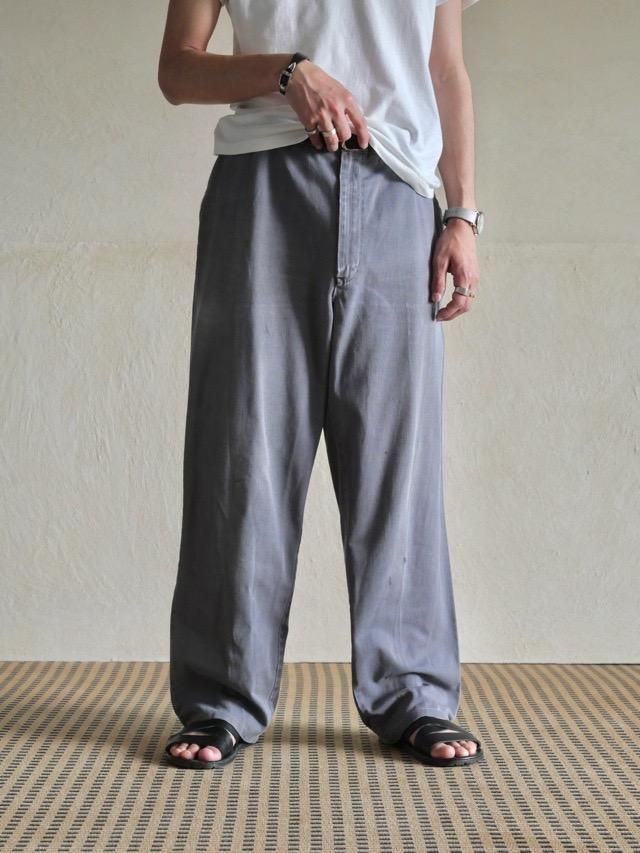 1980-90s Gray-fade Cotton Work Trousers