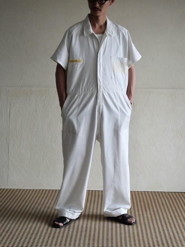 1970-80s Short-Sleeves White Jumpsuit