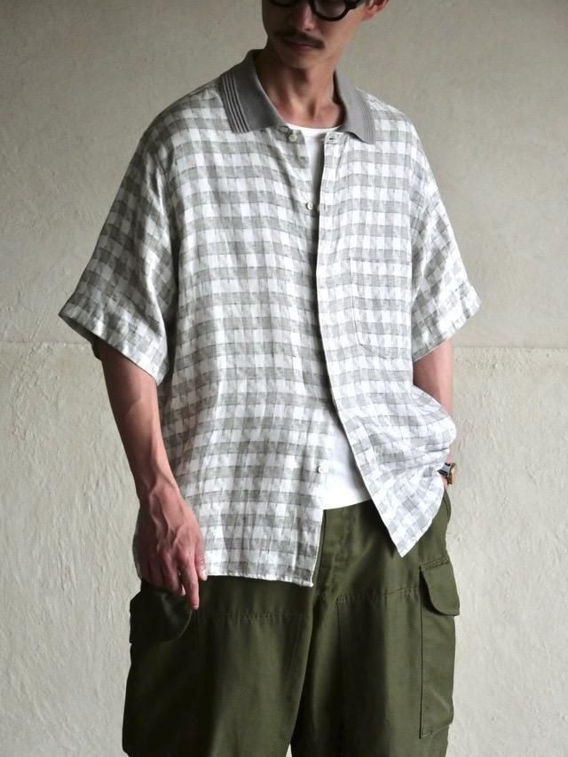 1990's Button Design Linen S/S Shirt Made in ITALY