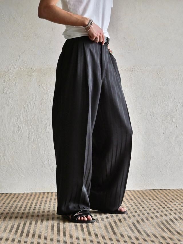 1980s Vintage Wide Stripe Black Trousers