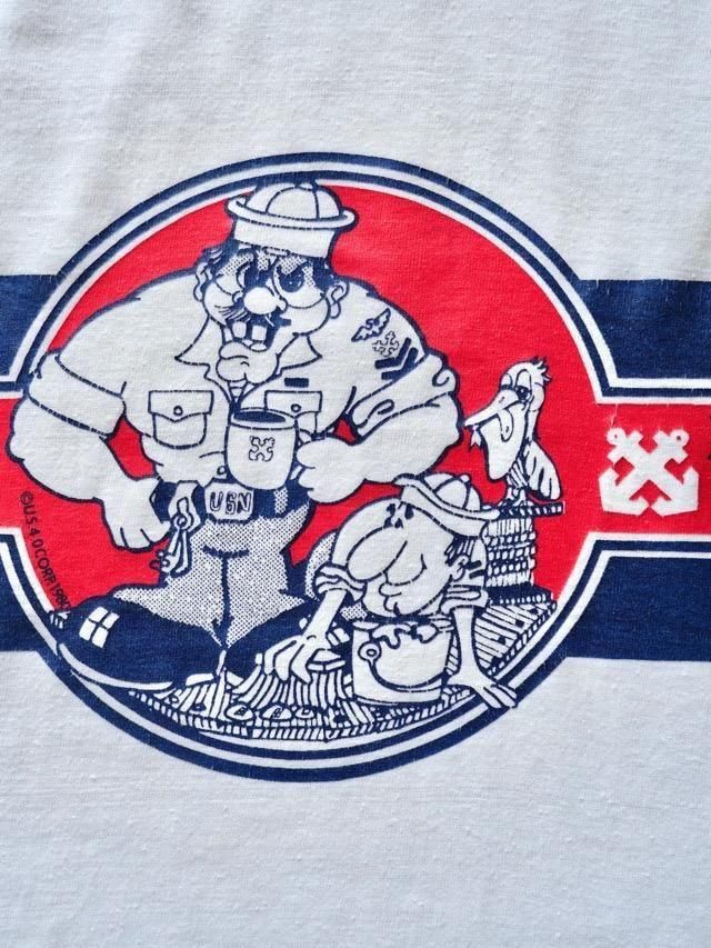 1980s Printed Ringer T-shirt USN BOATSAINS MATE