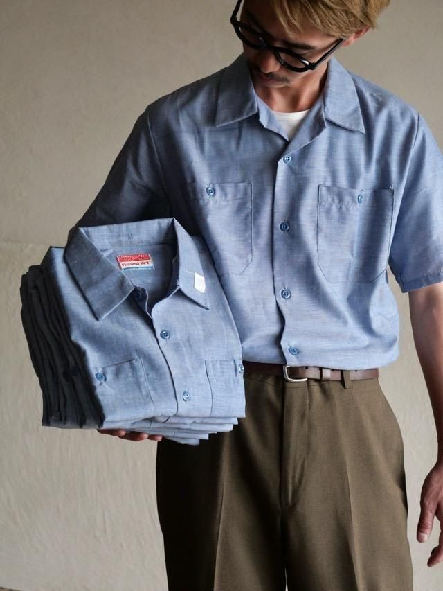 Deadstock 1990's U.S.NAVY navshirt 50:50 Chambray S/S Shirt Size M / ML
