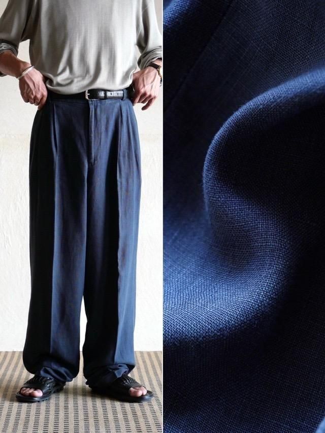 1990~00's  RE&#9830;&#65038;UNION Color Linen Trousers, Navy