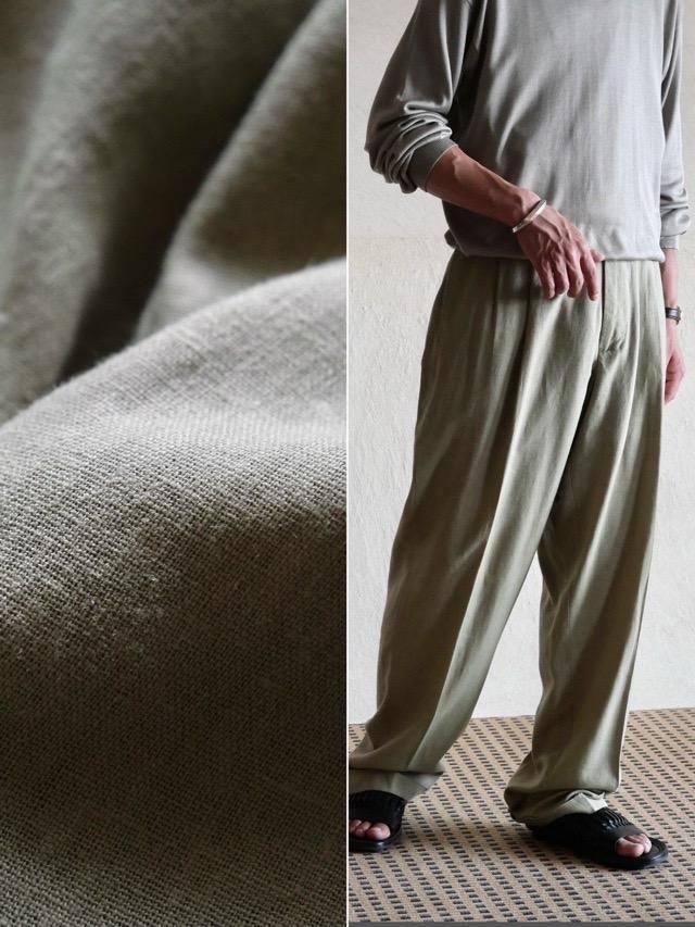 1990~00's TRTUS Biancama Color Linen Trousers, Light Green