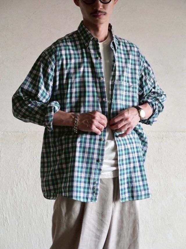 1990s Eddie Bauer B.D. Check Shirt Green  Blue