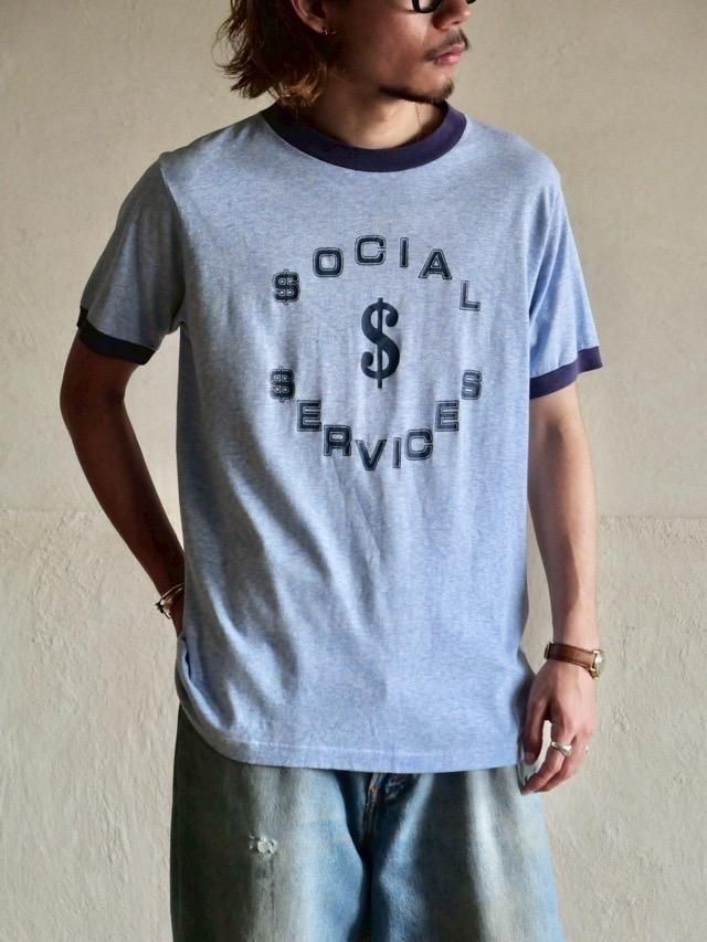 ~1990's Unknown Printed Ringer T-shirt, Heather Light Blue