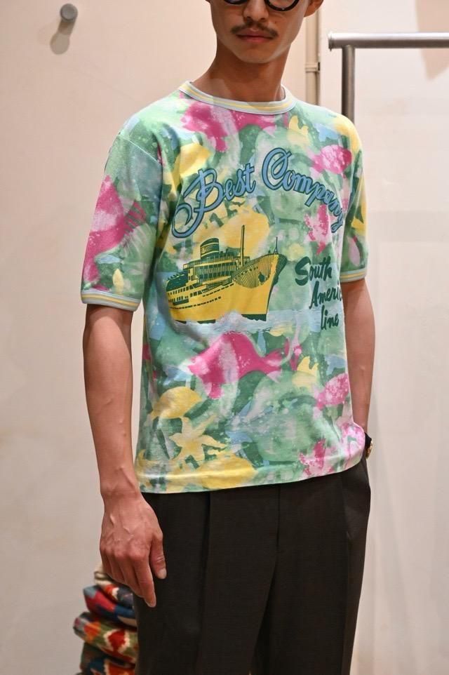 1980~90's Italian Vintage "BEST COMPANY" Green Printed T-shirt
