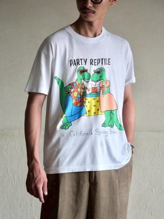 1980s Vintage Printed T-Shirt, Dinosaur Party, Made in USA.