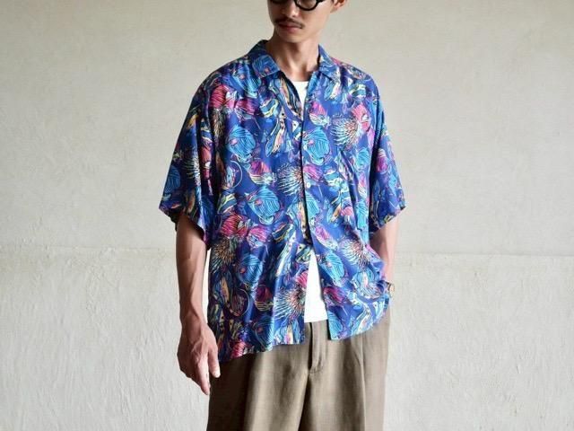 1980~90's Italian Viscose Fish Aloha Shirt