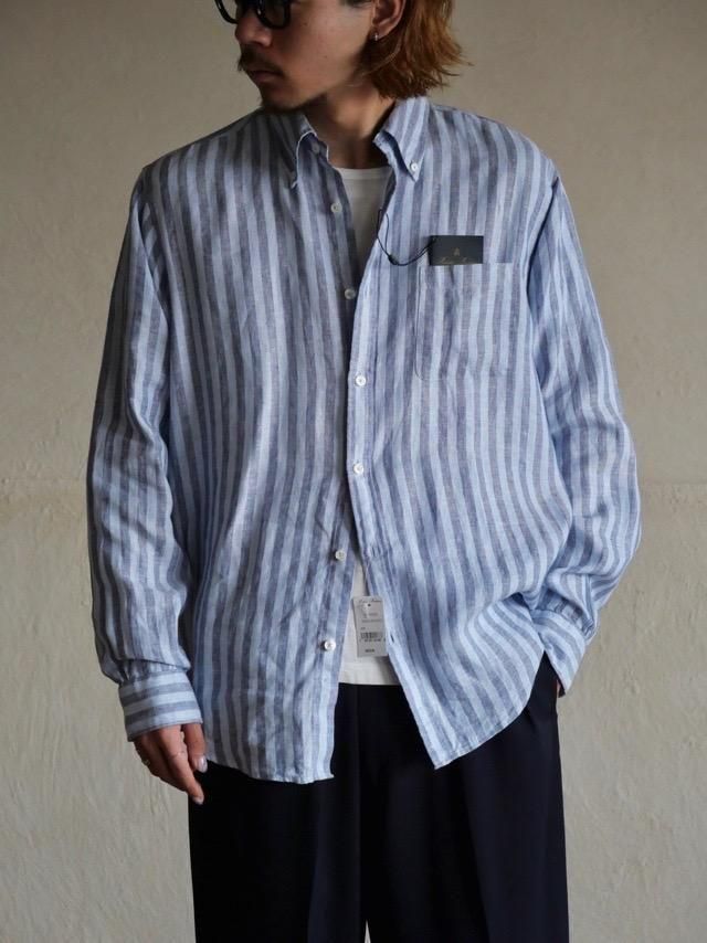 1990s Dead Stock Brooks Brothers Irish Linen Stripe Shirt