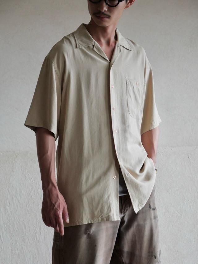 1990~00's Burma Bilas 100%Silk S/S Shirt,Beige