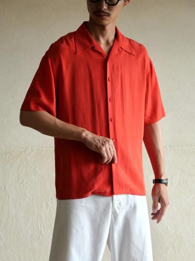 1990's ANNE PINKERTON 100%Silk S/S Shirt, Vermilion