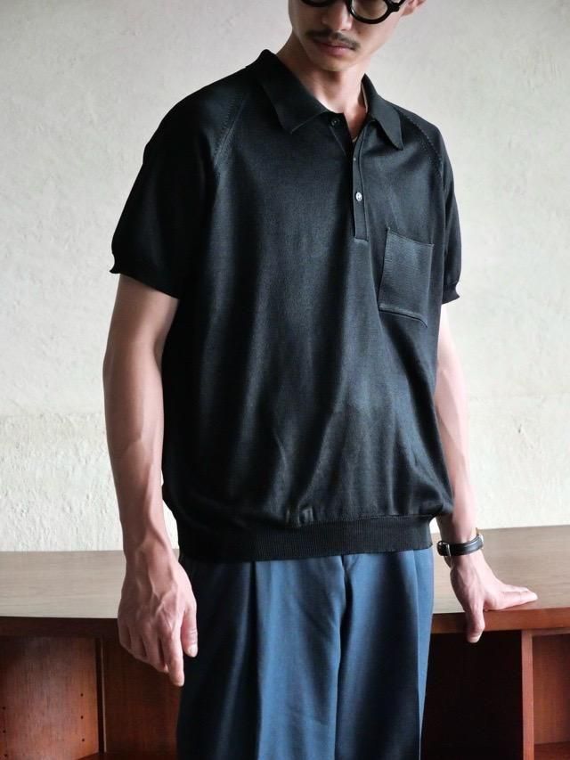 1980's Italian Vintage Summer Knit Polo Black