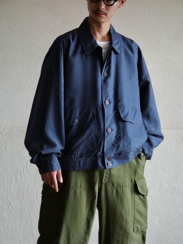 1980's Italian Vintage 100%Silk Navy Jacket 