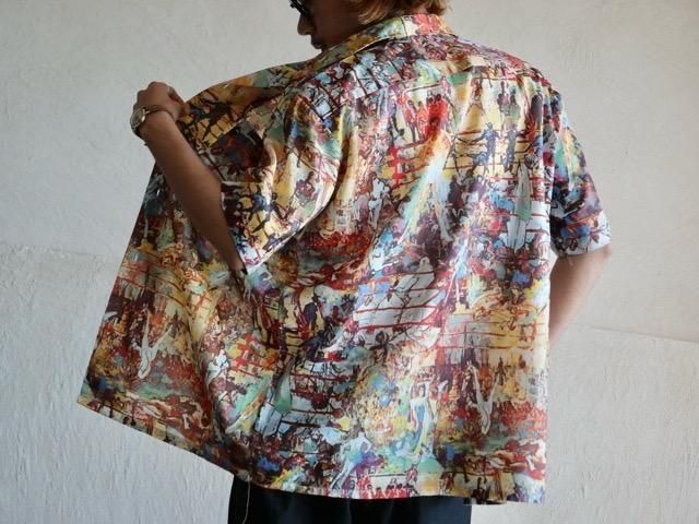1980~90's Euro Polyester Printed Shirt "Boxing"